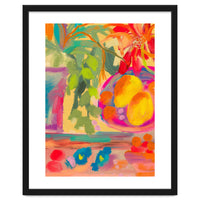 Colorful abstract summer lemons floral still life