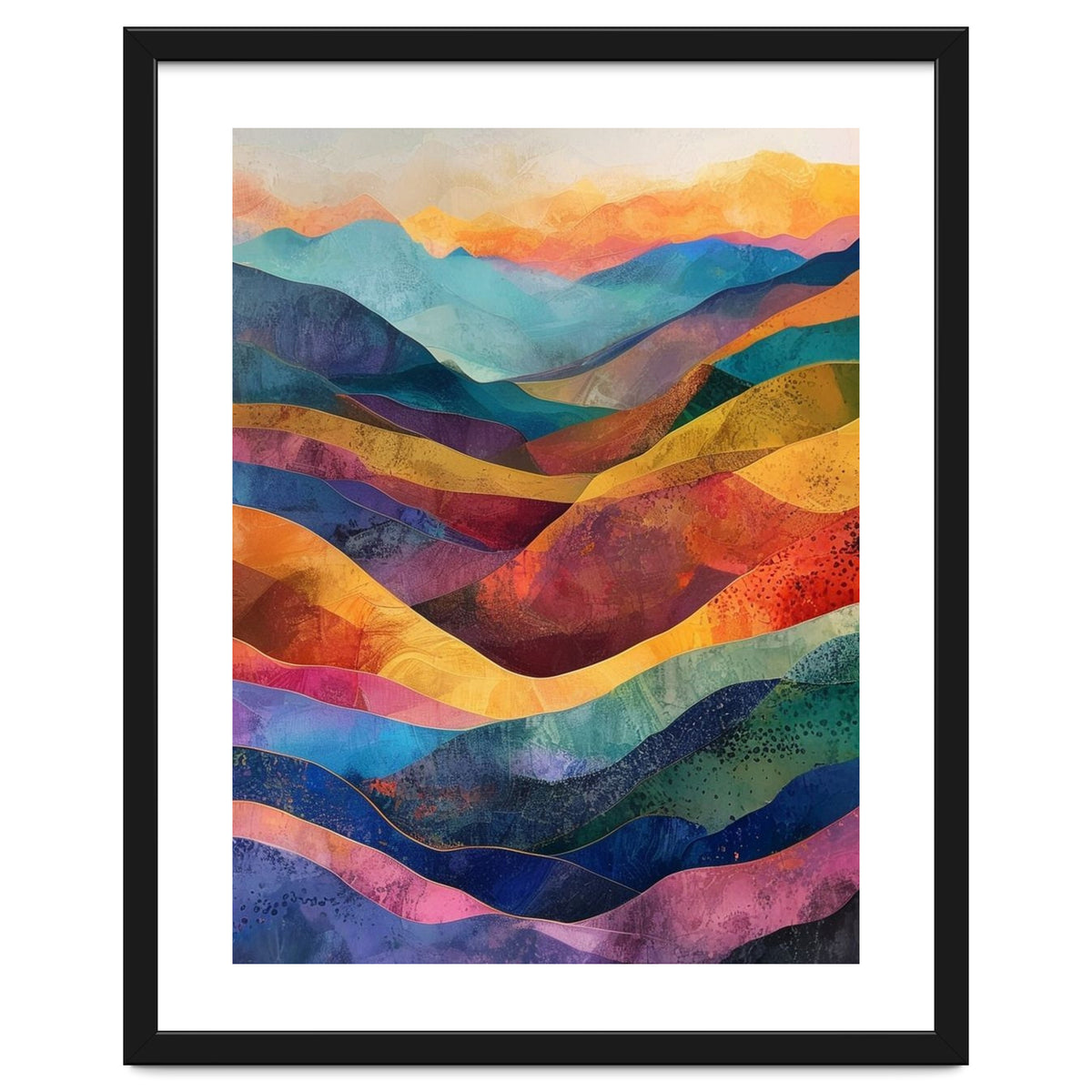 Jewel-Toned Abstract Mountain Landscape Wall Art