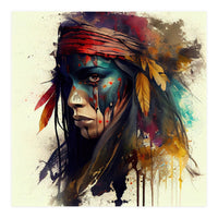 Powerful American Native Warrior Woman #3 (Print Only)