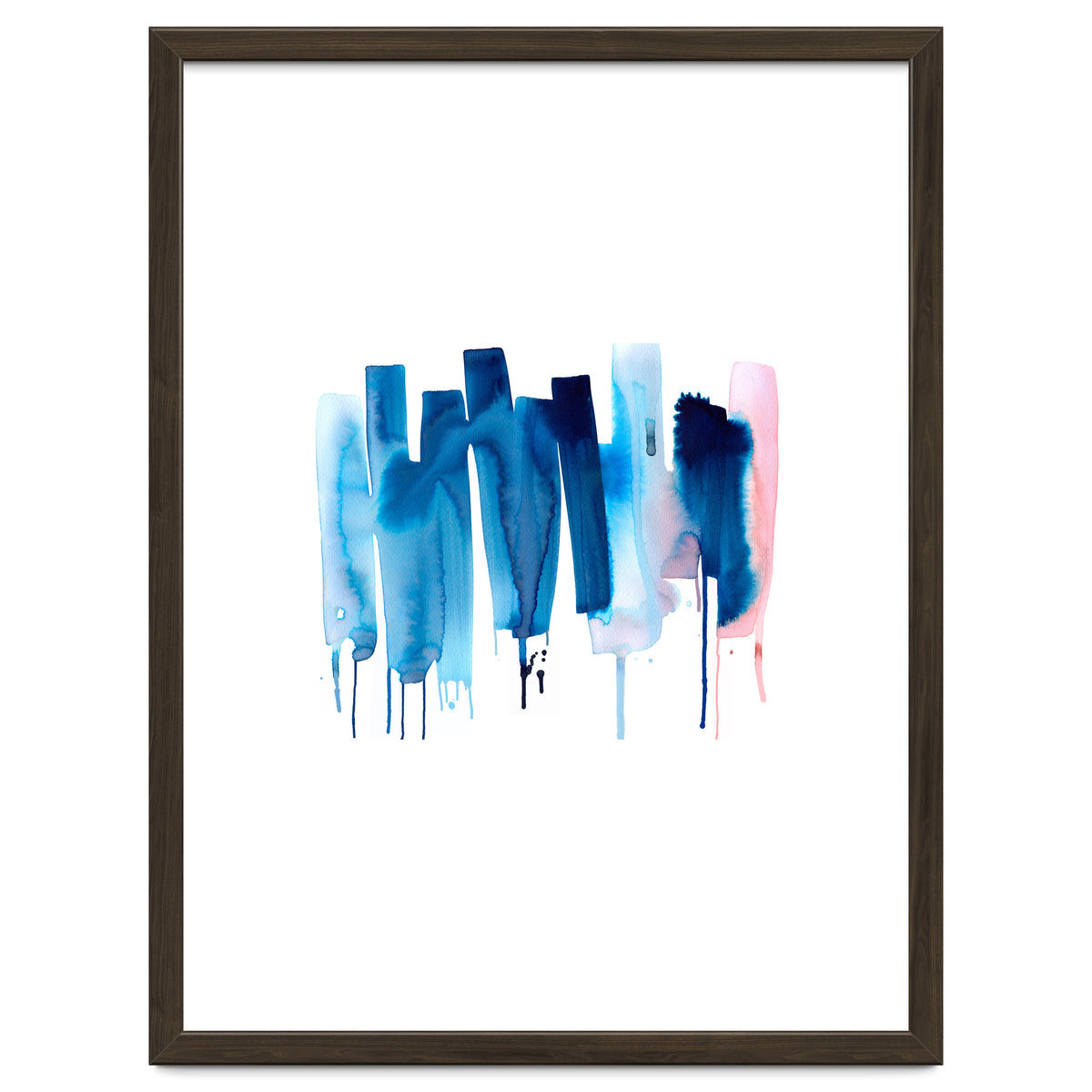 Abstract Watercolor Stripes Minimal Blue