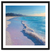 Sparkling Pastel Shoreline with Glittering Turquoise Waves