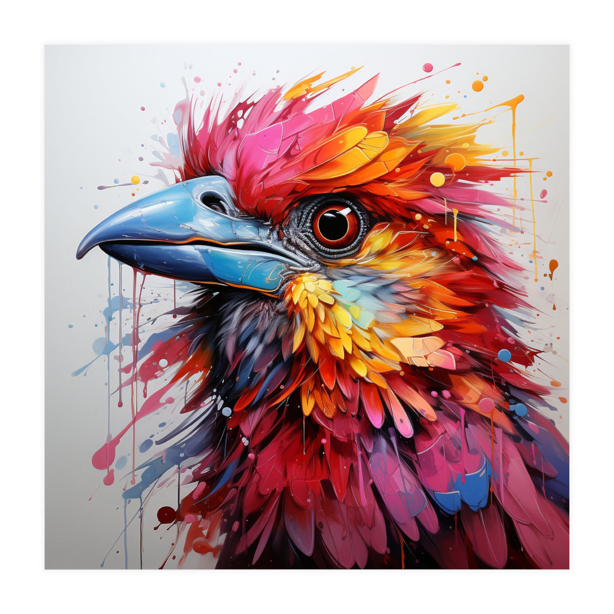 Vibrant Abstract Bird Portrait Watercolor Splash (Print Only)