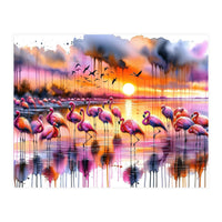 Flamingo Sunset On The Coast (Print Only)