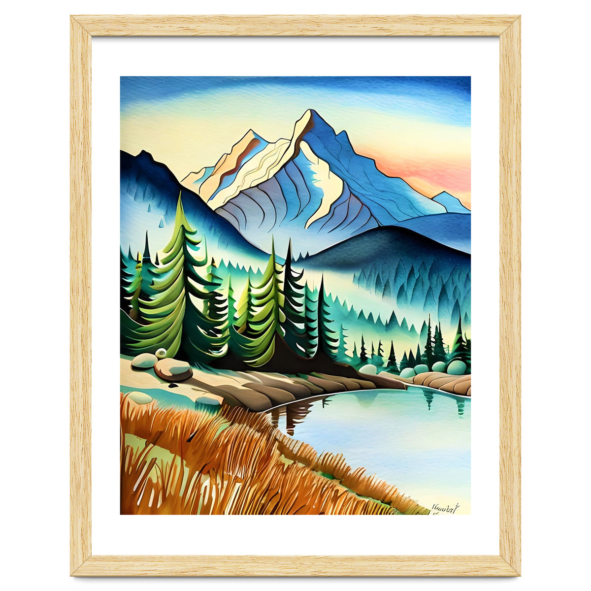 Misty Peaks and Reflective Waters