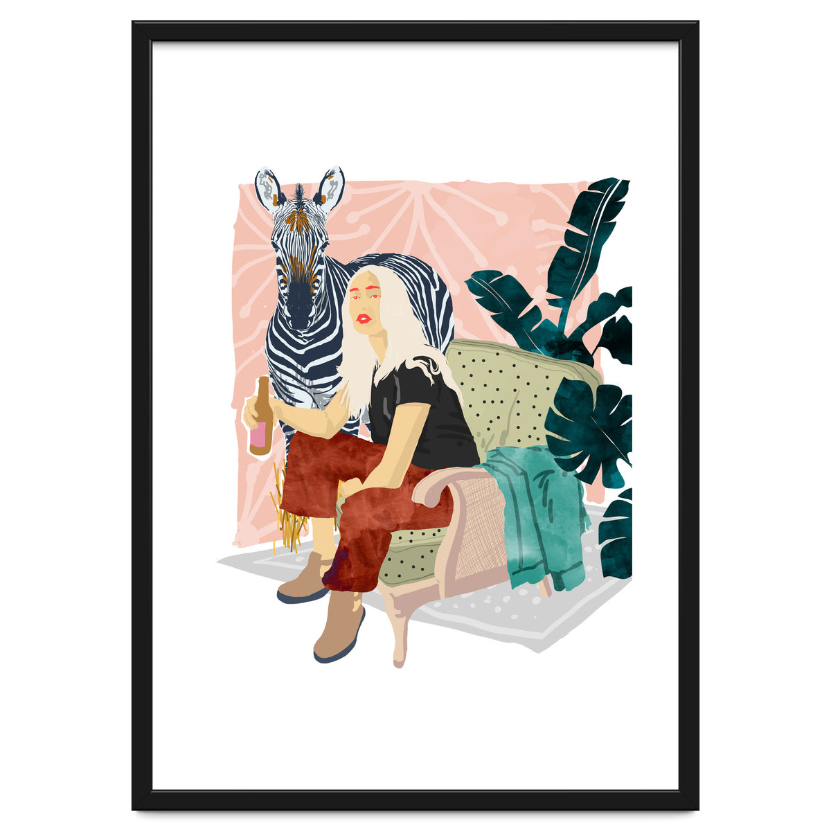 Zebra Hangout | Wildlife Urban Jungle Décor | Banana Leaves Monstera Plant Lady Fashion