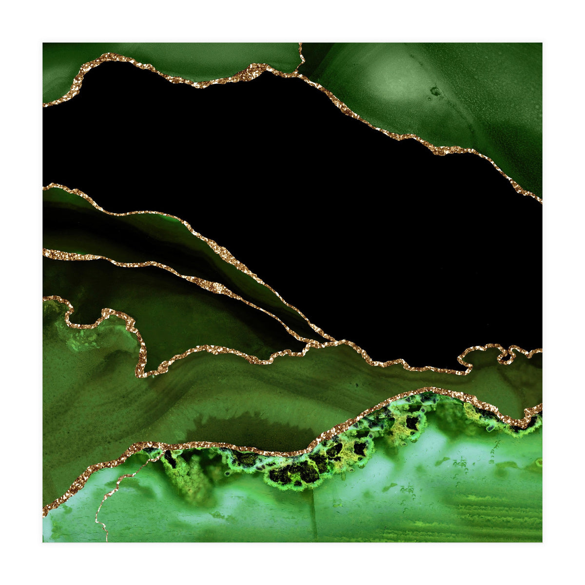 Green & Gold Agate Texture 14 (Print Only)