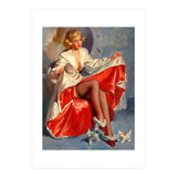 Pinup Girl Playing With Two Little Cats (Print Only) thumbnail