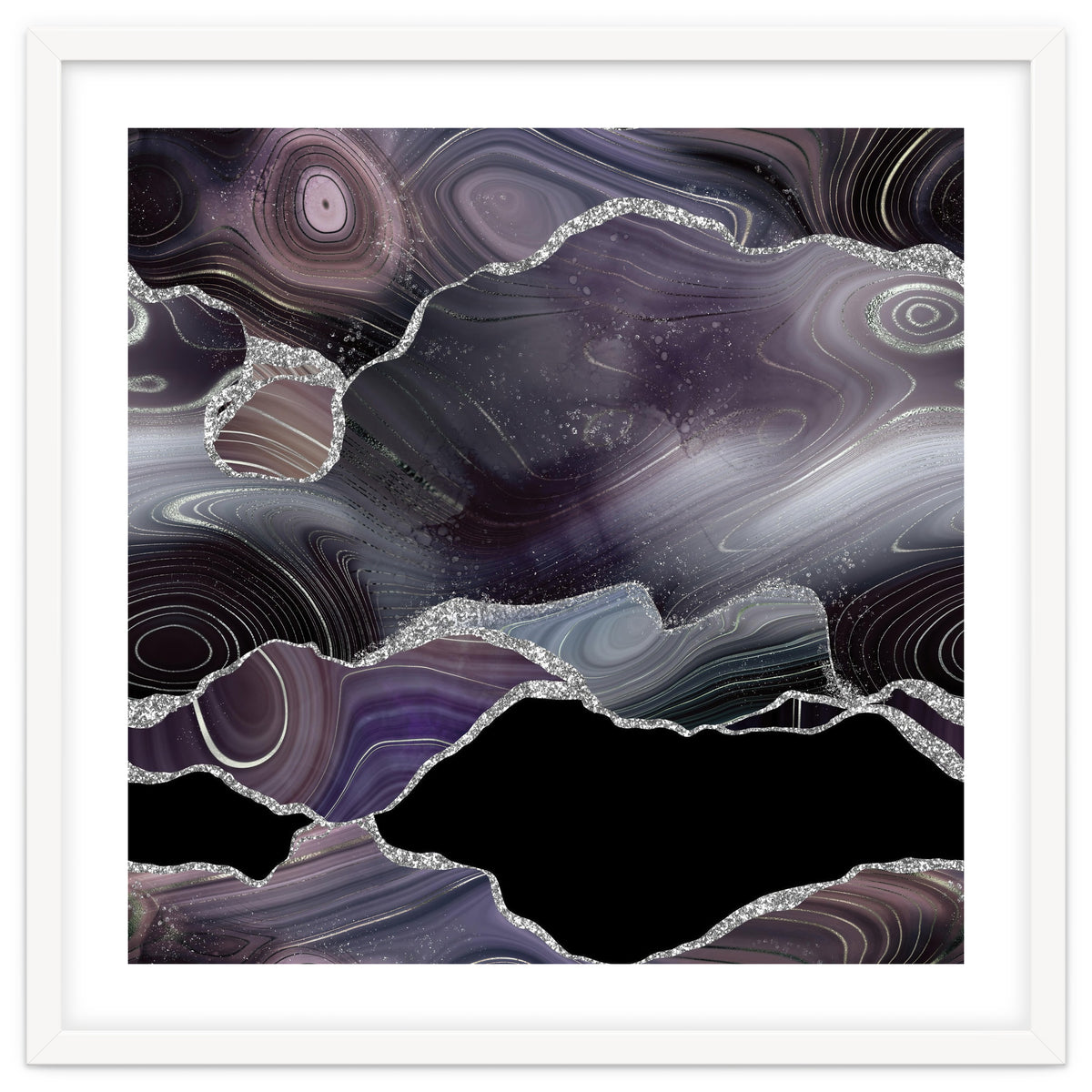 Black & Silver Glitter Agate Texture 01