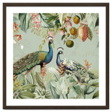 Vintage Exotic Asian Peacocks In Tropical Jungle Landscape thumbnail