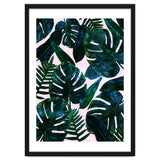 Tropical Nature Monstera Watercolor Painting, Botanical Jungle Dark Palm Illustration thumbnail