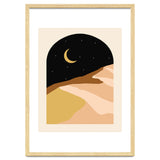 Desert Nights, Modern Bohemian Travel Sand Dunes, Eclectic Moon Stars Vintage Arc, Pastel Building Nature Landscape thumbnail