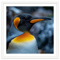 Close Up Of King Penguin In The Rain