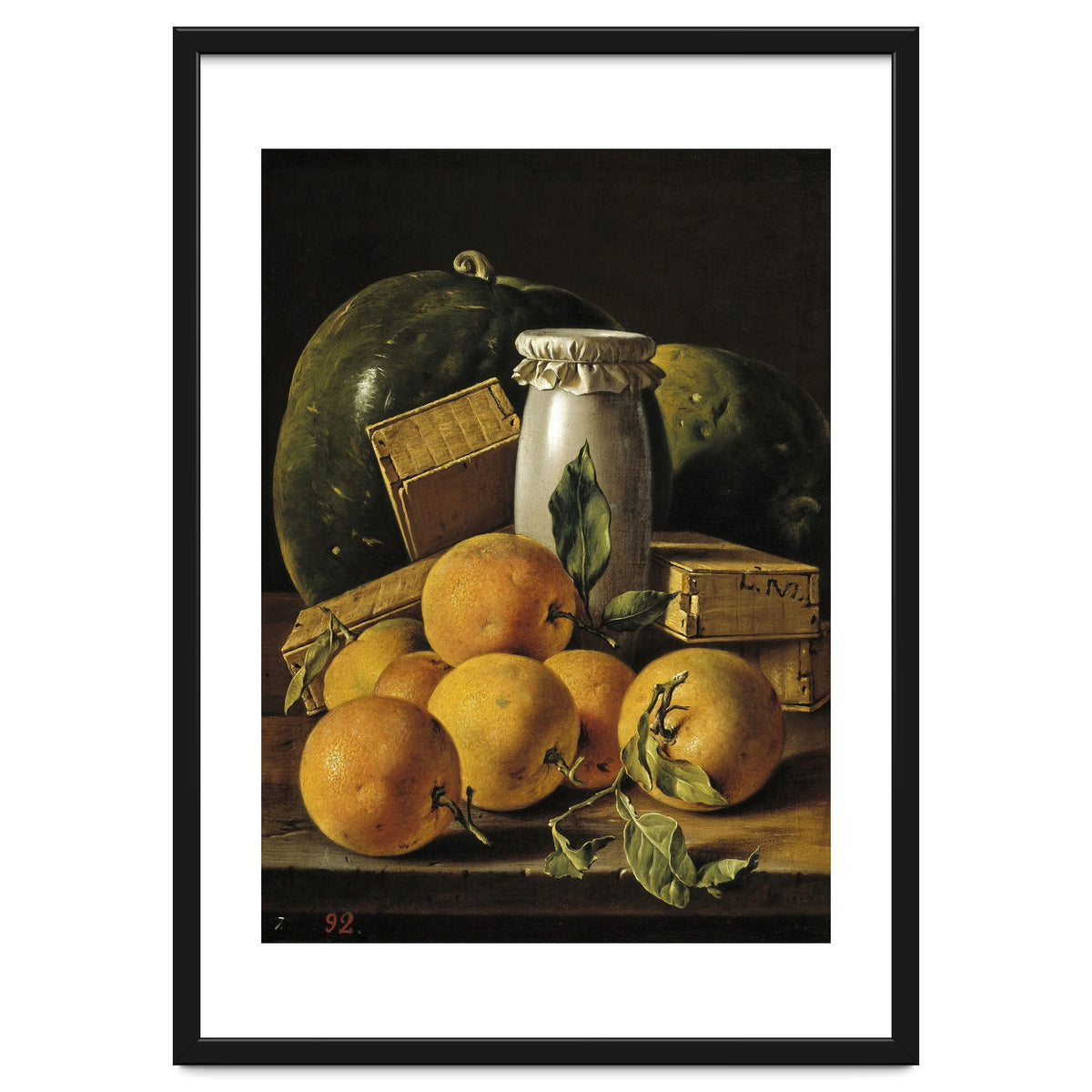 Luis Egidio Meléndez / 'Still Life of Oranges, Watermelon, a Pot, and Boxes of Cake', ca.  1760.