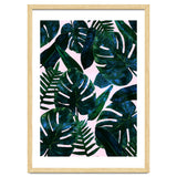 Tropical Nature Monstera Watercolor Painting, Botanical Jungle Dark Palm Illustration thumbnail