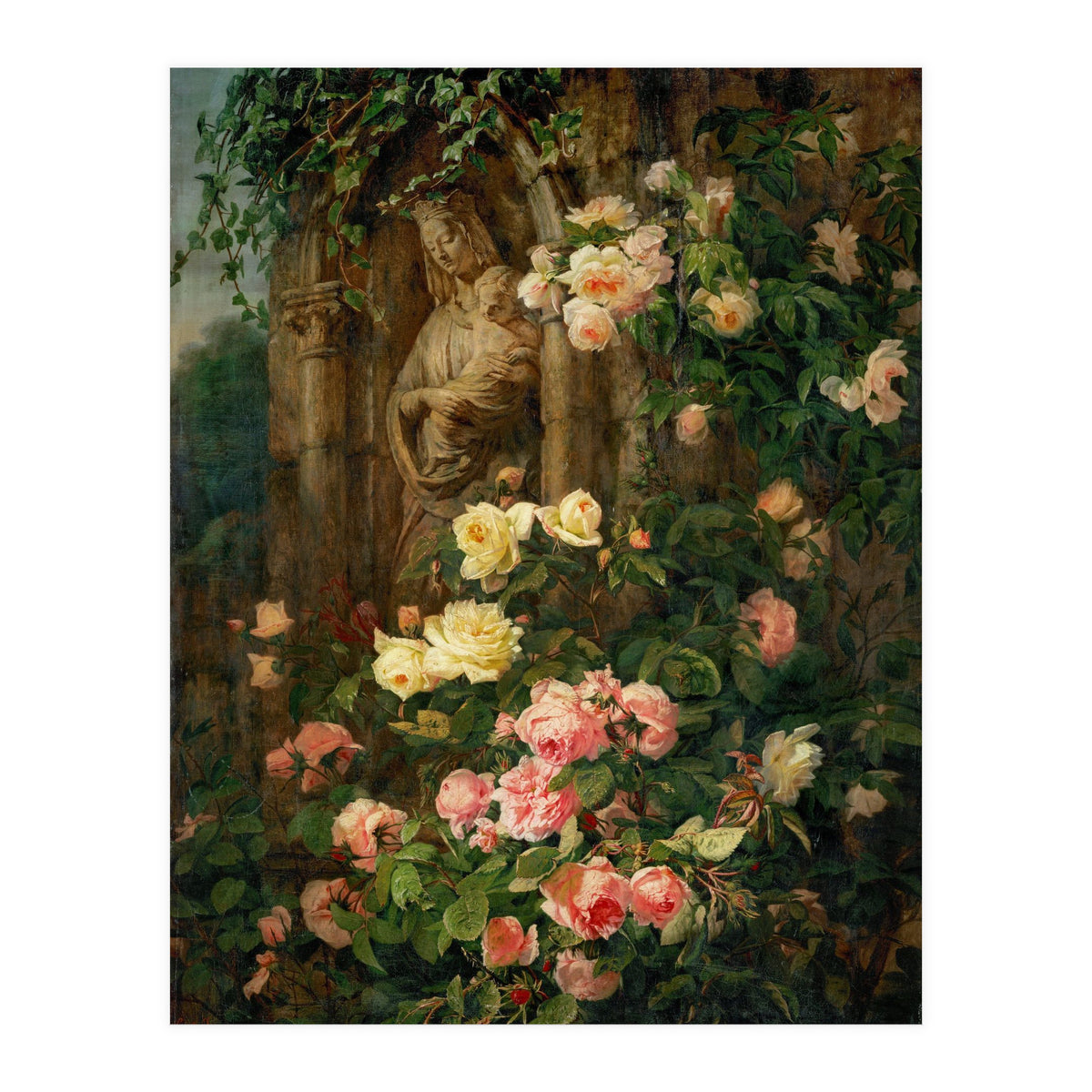 Le Benitier: Notre-Dame-des-Roses. 1850 Canvas, 127 x 90 cm. (Print Only)
