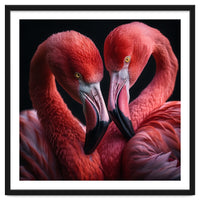 Two Flamingos Together