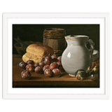 Luis Egidio Meléndez / 'Still Life with Plums, Figs, Bread and Fish', 18th century, Spanish School. thumbnail