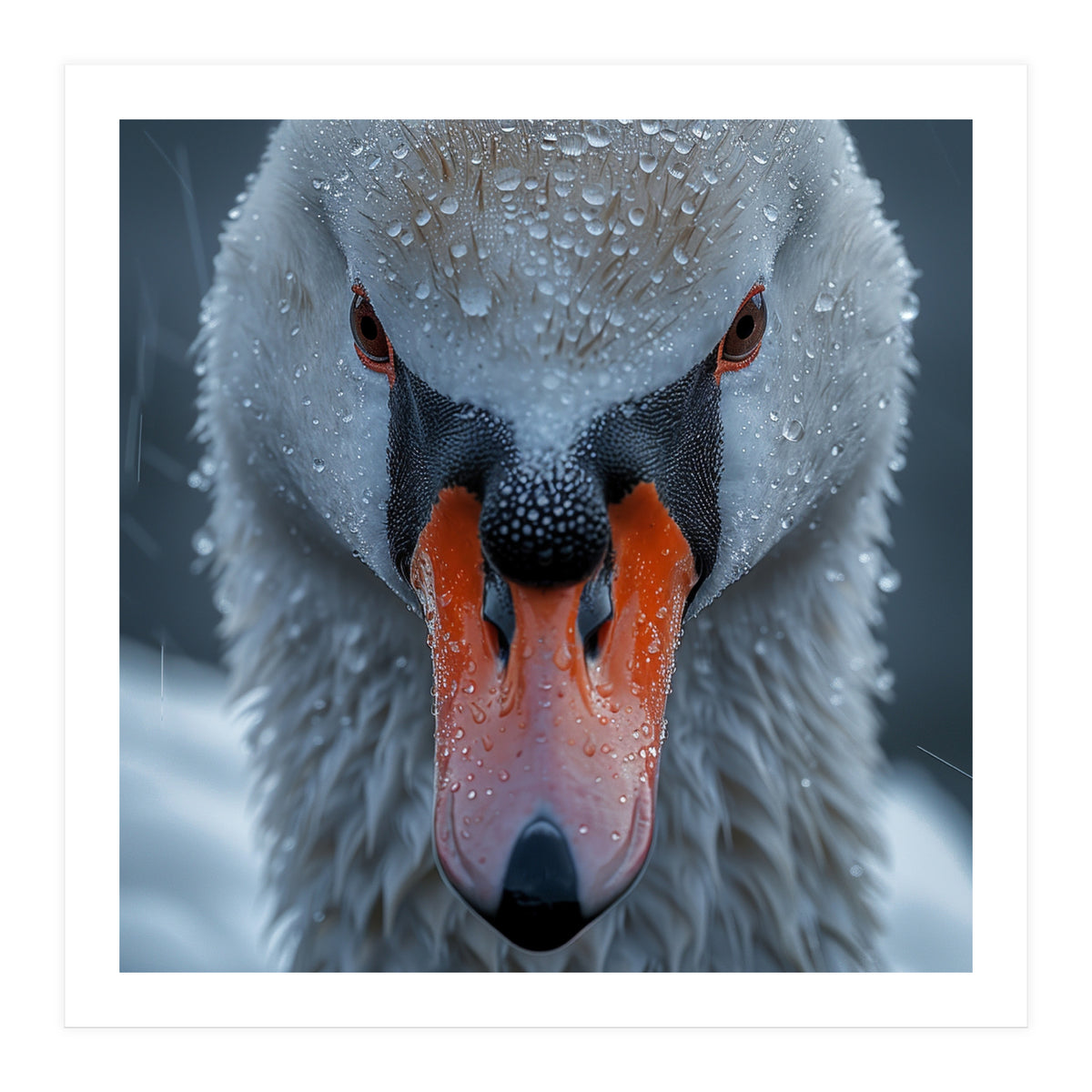 Close Up Of A Swan's Face With Water Droplets (Print Only)