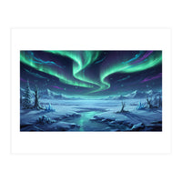 Arctic Glow: Northern Lights Winter Landscape (Print Only)