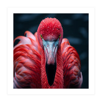 Close Up Flamingo Face With Water Droplets (Print Only)