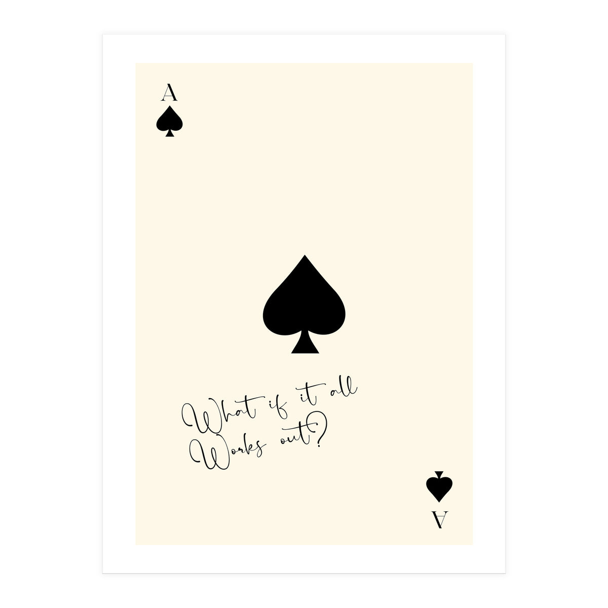 Ace of Spades Motivational Card Print, What If It All Works Out Poster (Print Only)