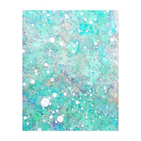 Blue Green Dreamy Marble, Minimal Abstract Pastel Graphic Design Eclectic Bohemian Painting Texture (Print Only)
