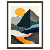 Minimalist Layered Mountain Landscape with Golden Sun thumbnail