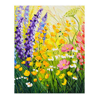 Sun-Drenched Wildflower Meadow Oil Painting (Print Only)