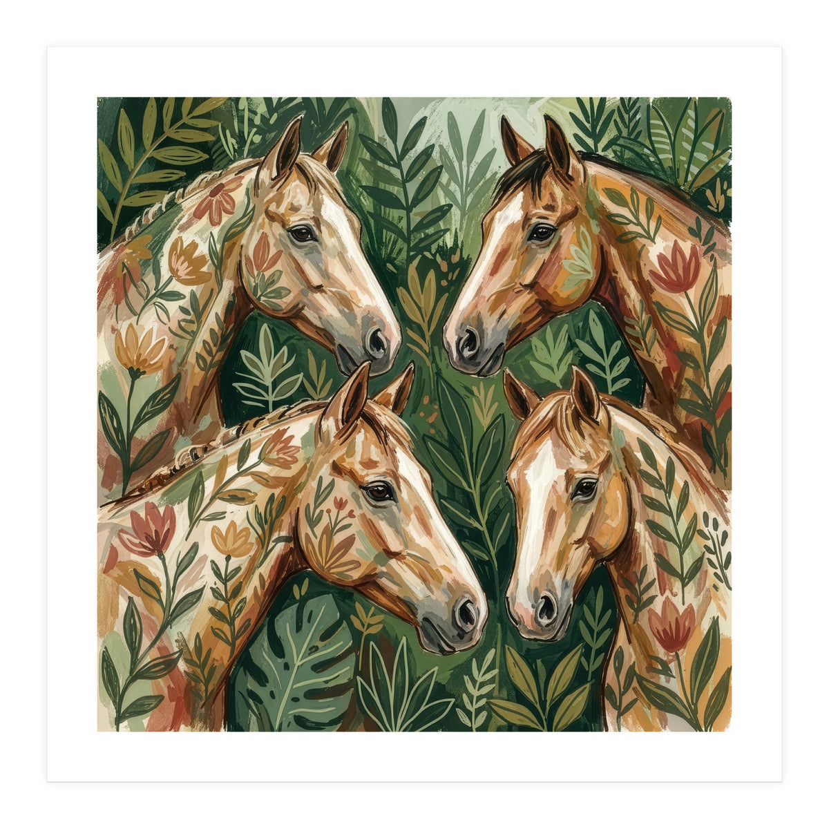 Majestic Floral Horses (Print Only)