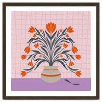 Tulips in a vase - orange and violet