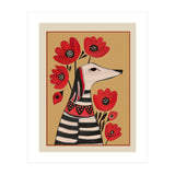 Striped Dog With Poppies (Print Only) thumbnail