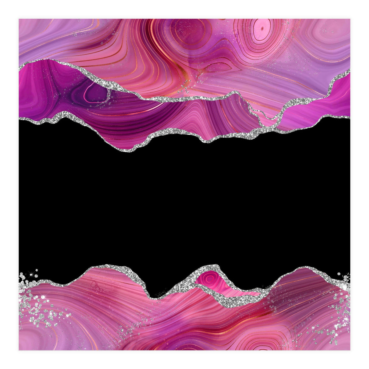 Magenta & Silver Agate Texture 03  (Print Only)