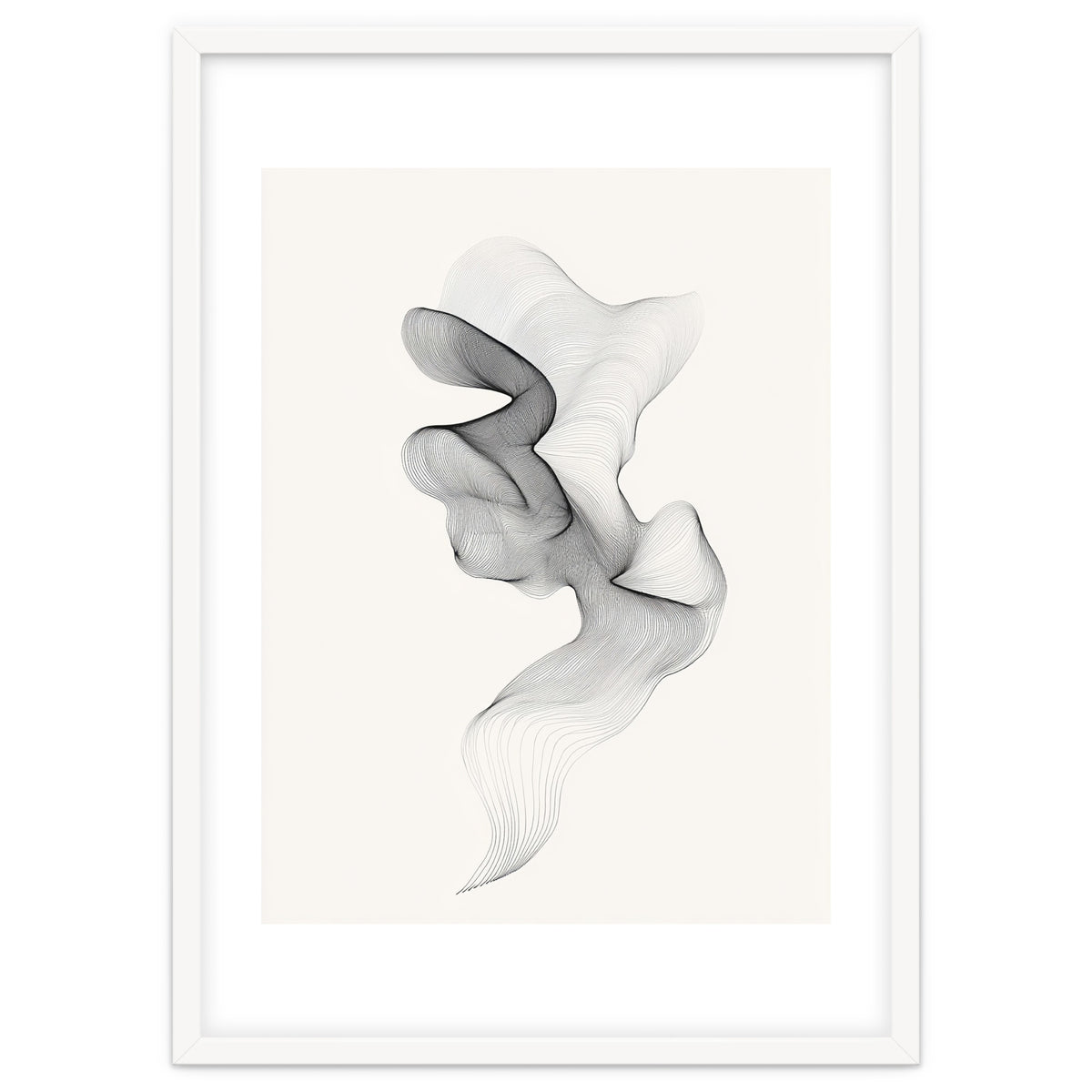 Abstract Black And White Swirling Lines Flowing Form
