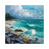 Coastal Turquoise Shoreline with Crashing Ocean Waves (Print Only) thumbnail