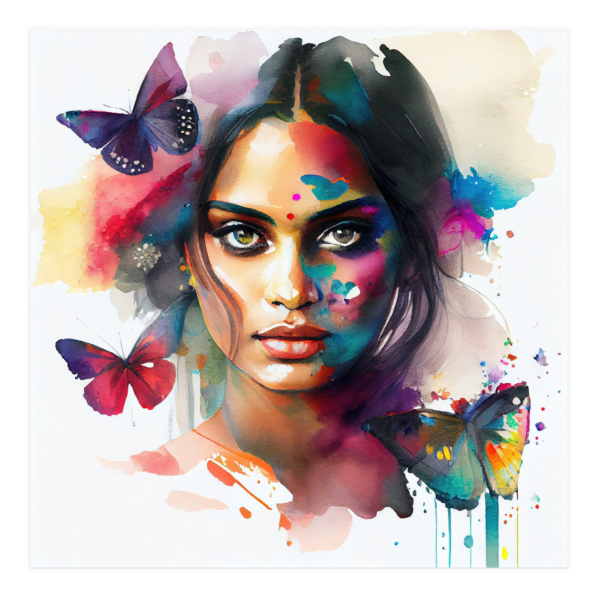 Butterfly Bloom Hindu Portrait (Print Only)
