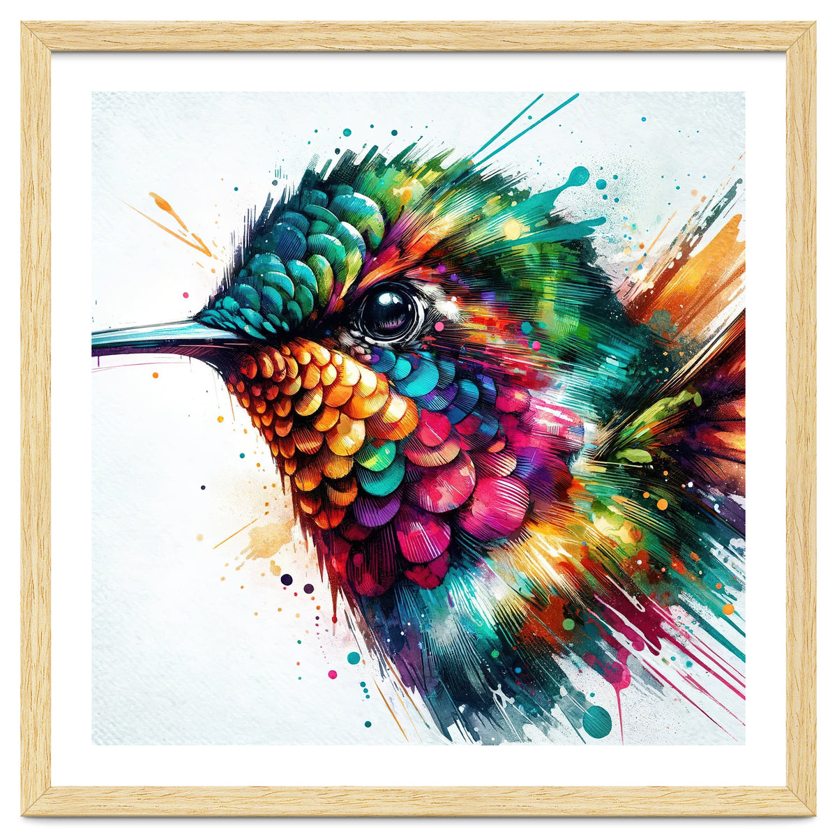 Watercolor Hummingbird Portrait