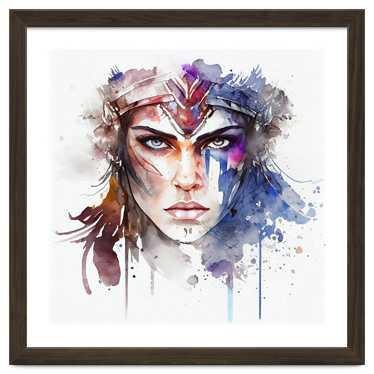 Watercolor Warrior Woman #1
