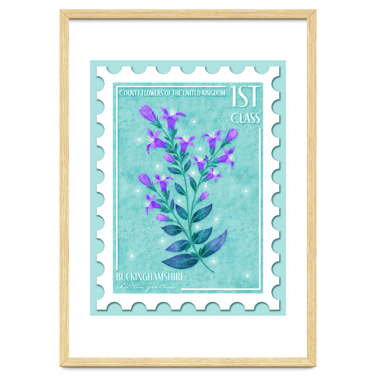 The Buckinghamshire Chiltern Gentian Postage Stamp
