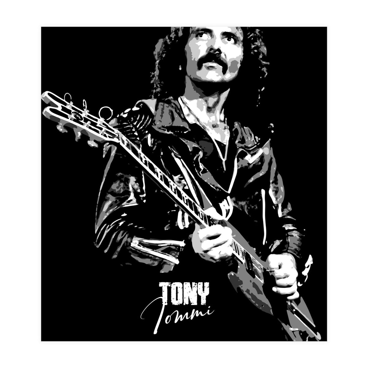 Tony Iommi American Musician Legend In Grayscale (Print Only)