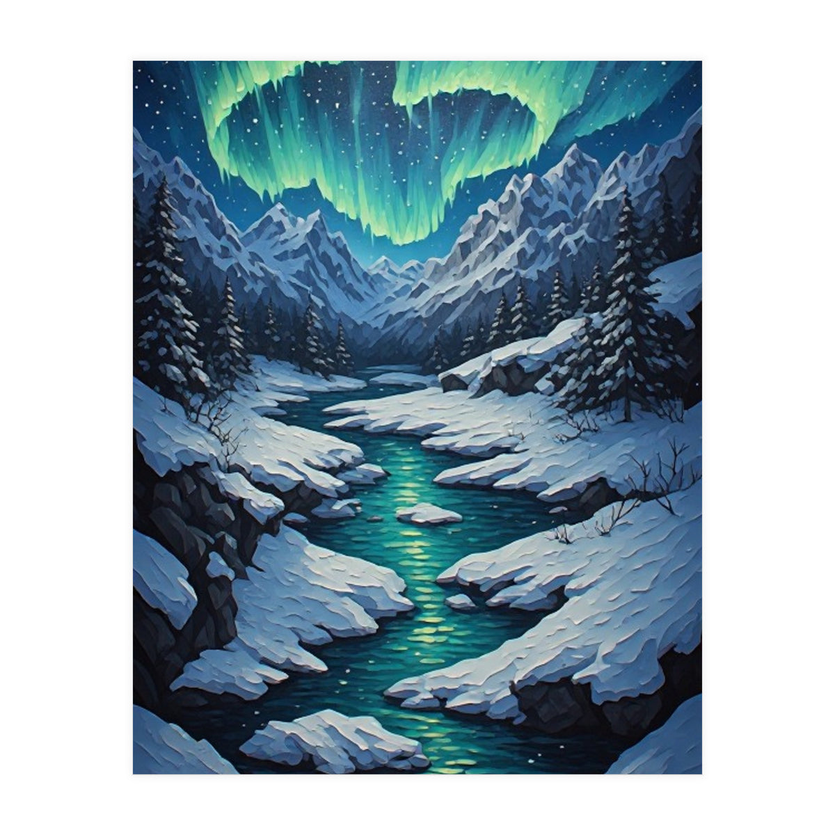 Ethereal Northern Lights: Arctic Winter Valley (Print Only)