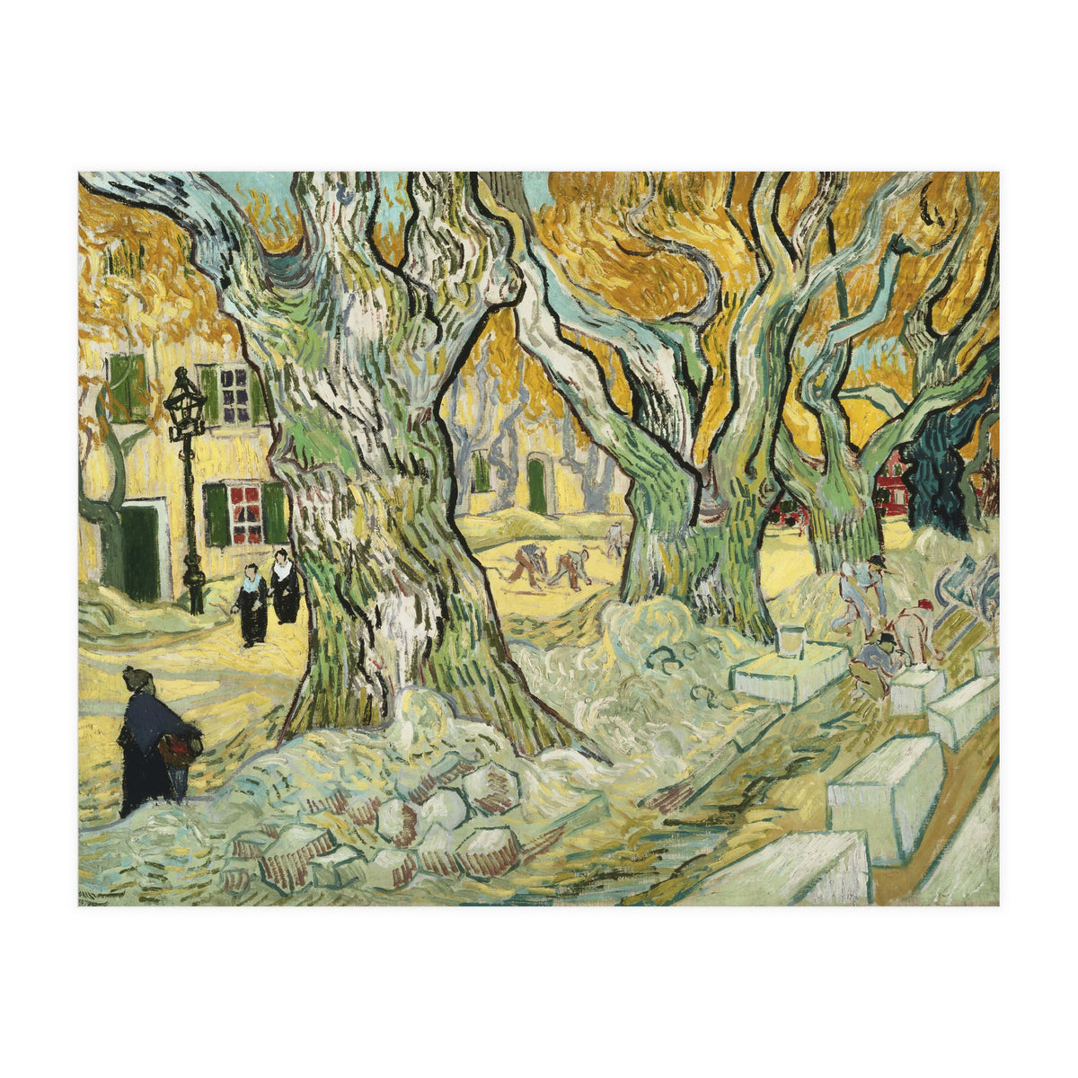 VINCENT VAN GOGH: The Road Menders. Date/Period: 1889. Painting. Oil on canvas. (Print Only)