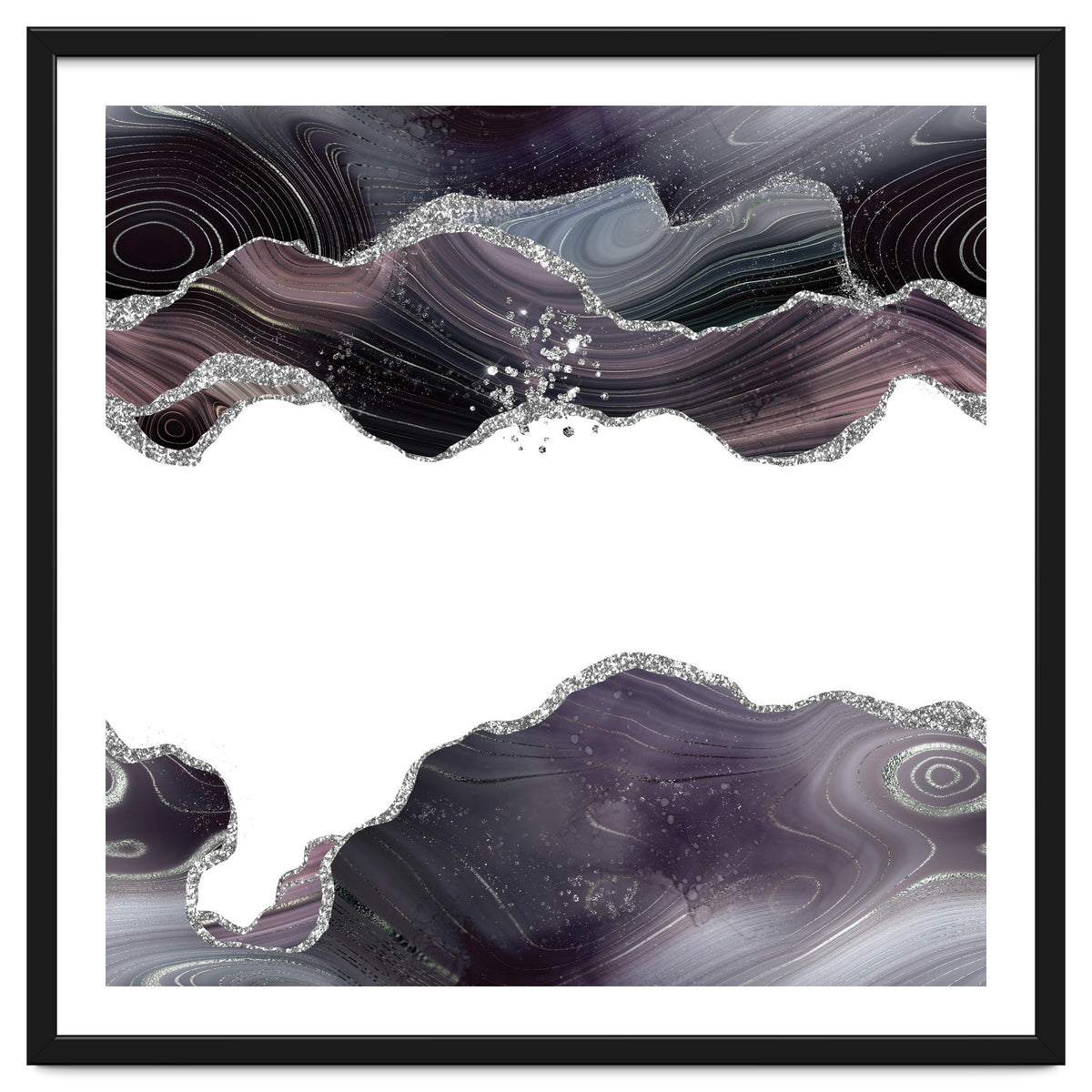 Black & Silver Glitter Agate Texture 07