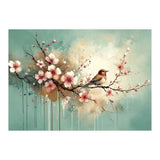 Bird Resting On Cherry Blossom Branch (Print Only) thumbnail