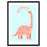 Rainbow Dinosaur Nursery Art, Cute diplodocus Watercolor, Pink Dino Illustration thumbnail