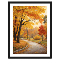 Original Autumn Park Landscape Oil Painting Style