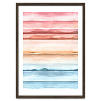 Watercolour Abstract Stripes Red Blue