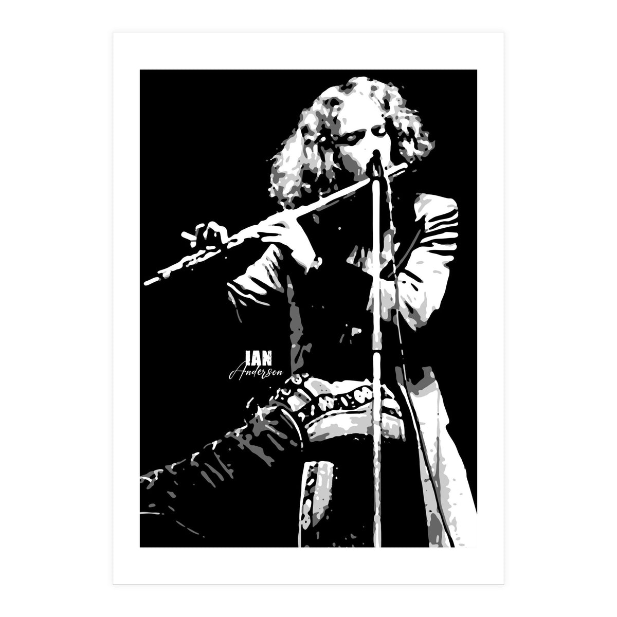 Ian Anderson British Musician Legend in Grayscale (Print Only)