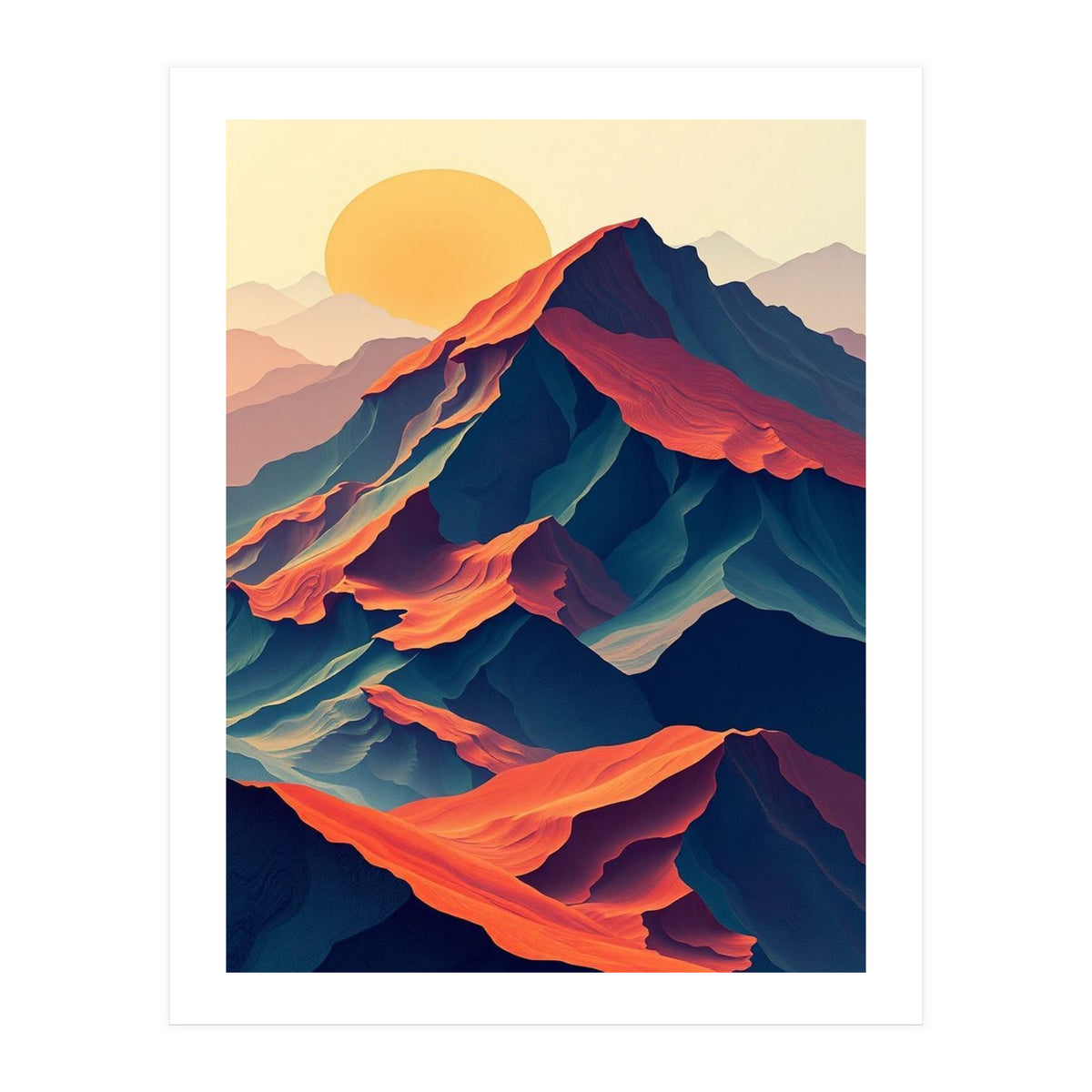 Dramatic Abstract Mountain Sunset Art (Print Only)