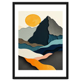 Minimalist Layered Mountain Landscape with Golden Sun thumbnail