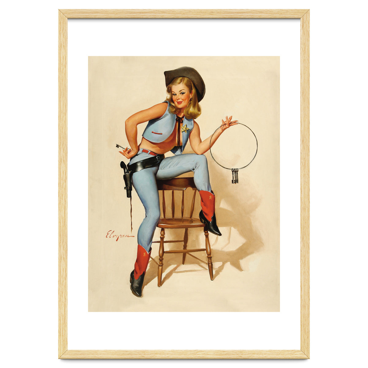 Pinup Cowgirl With A Key